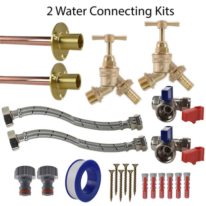 Twin Brass Barb Through-Wall Tap Kit – Standard