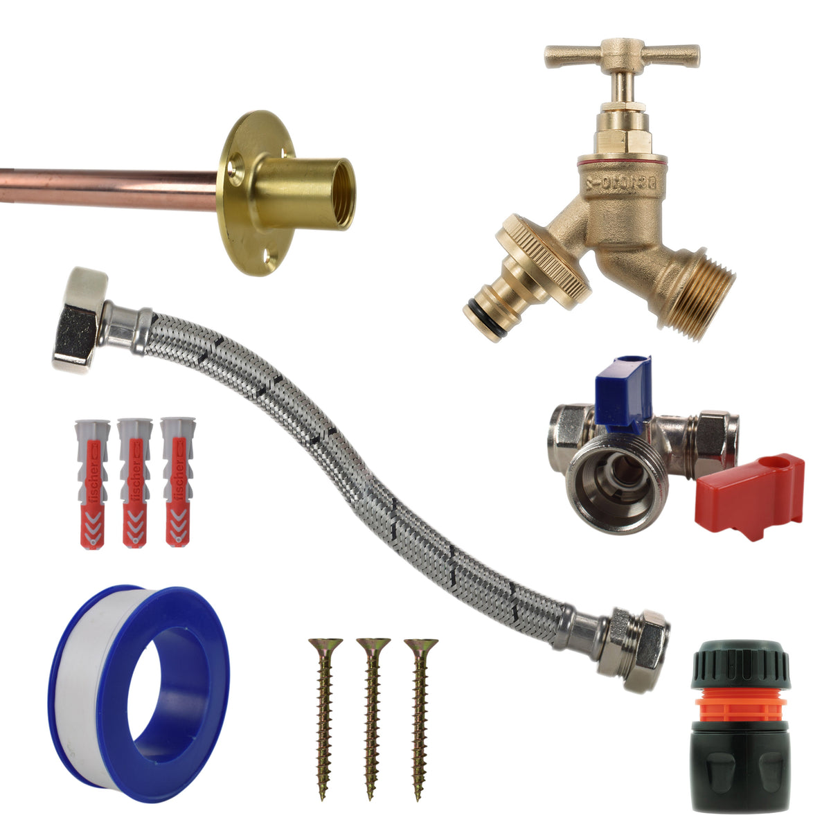 Brass Quick-Connect Bib Tap Kit – Compression Tee
