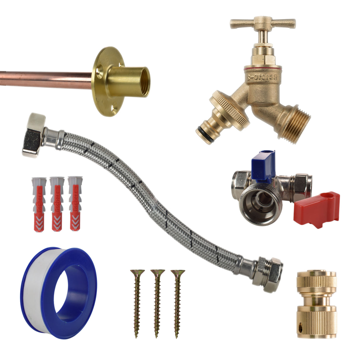 Brass Quick-Connect Bib Tap Kit – Compression Tee