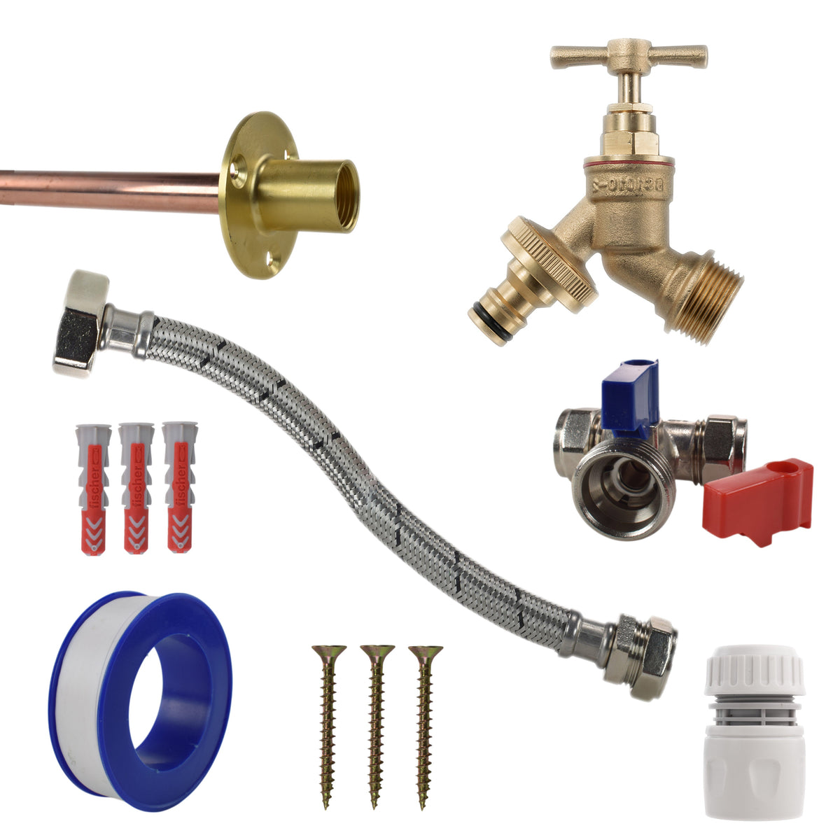 Brass Quick-Connect Bib Tap Kit – Compression Tee