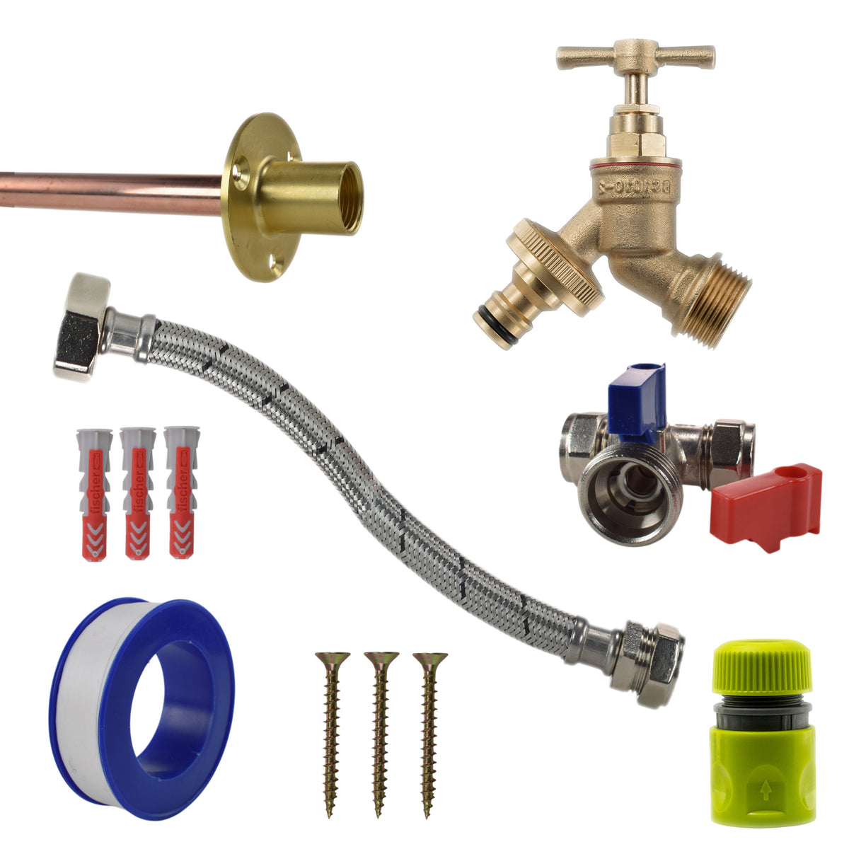 Brass Quick-Connect Bib Tap Kit – Compression Tee