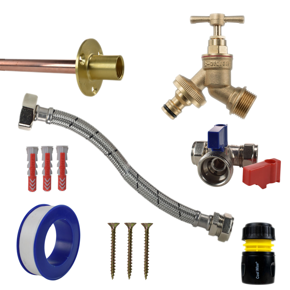 Brass Quick-Connect Bib Tap Kit – Compression Tee