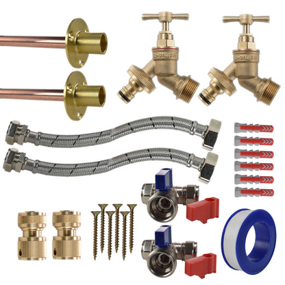 Twin Brass Quick-Connect Through-Wall Tap Kit – Standard