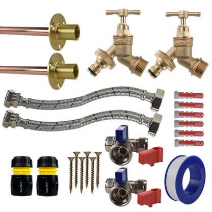 Twin Brass Quick-Connect Through-Wall Tap Kit – Standard