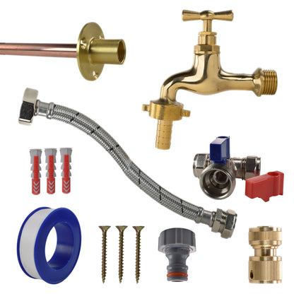 Polished Brass 13mm Barb Tap Kit – Compression Tee