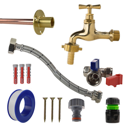 Polished Brass 13mm Barb Tap Kit – Compression Tee
