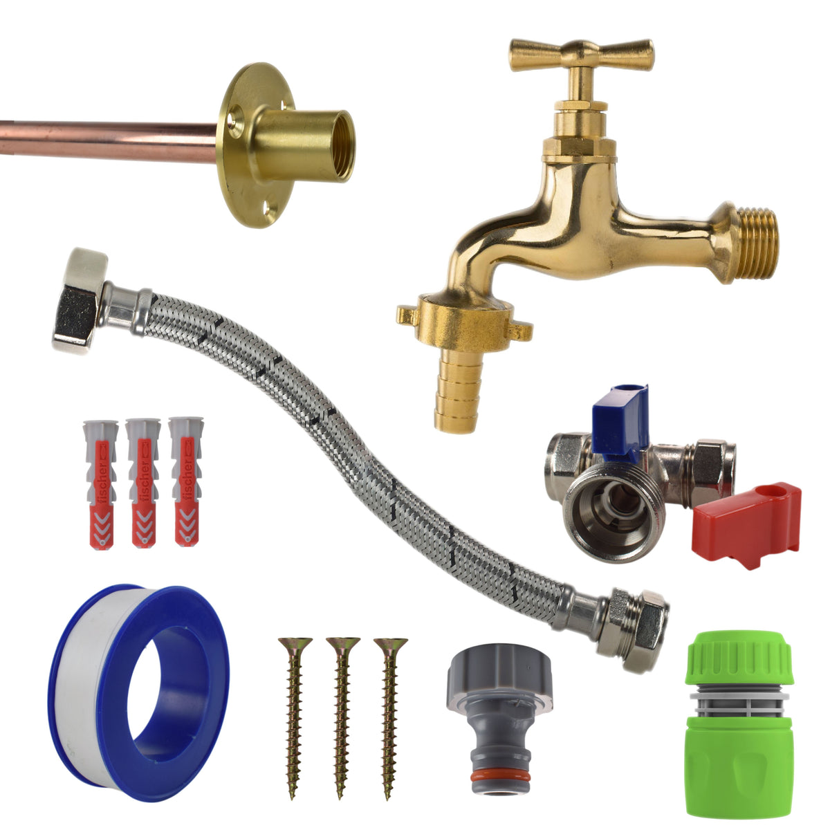 Polished Brass 13mm Barb Tap Kit – Compression Tee
