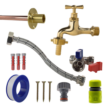 Polished Brass 13mm Barb Tap Kit – Compression Tee