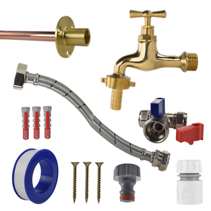 Polished Brass 13mm Barb Tap Kit – Compression Tee