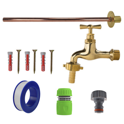 Polished Brass 13mm Barb Tap Kit – Basic Mounting