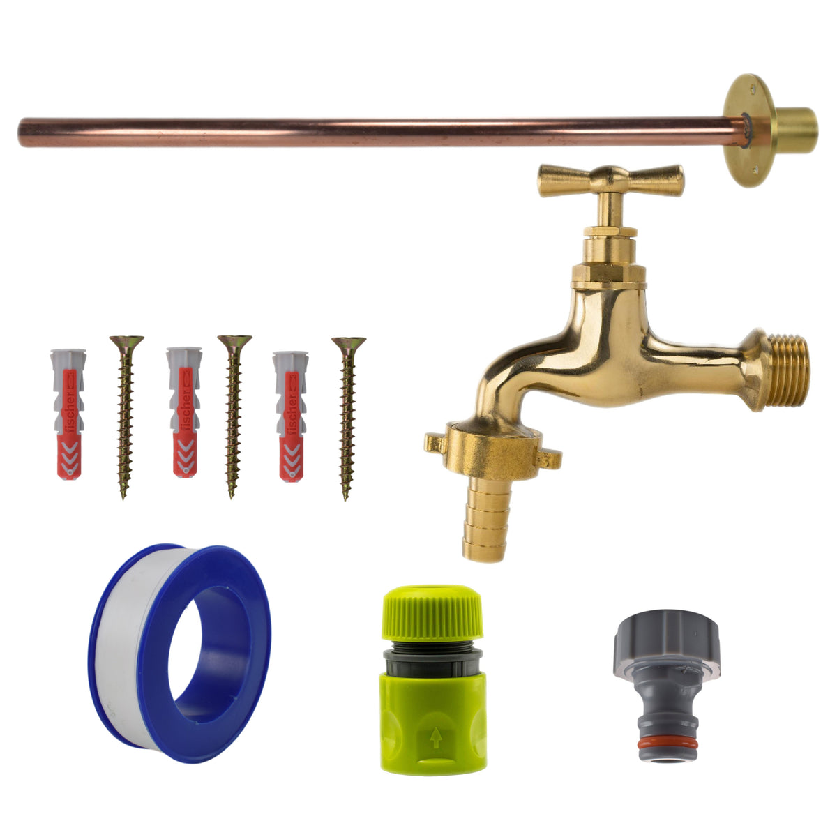 Polished Brass 13mm Barb Tap Kit – Basic Mounting