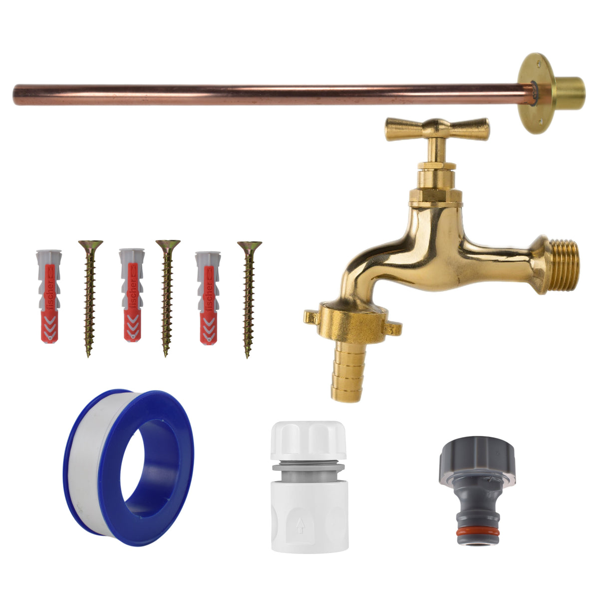 Polished Brass 13mm Barb Tap Kit – Basic Mounting