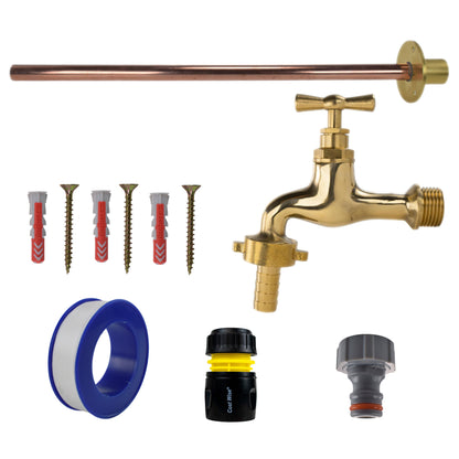 Polished Brass 13mm Barb Tap Kit – Basic Mounting