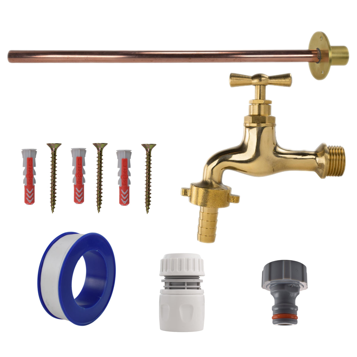Polished Brass 13mm Barb Tap Kit – Basic Mounting