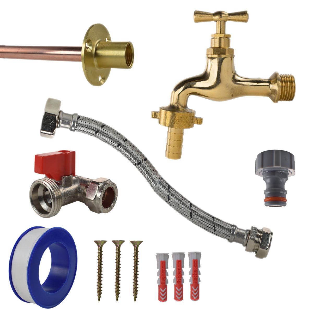 Polished Brass 13mm Barb Tap Kit – Compression Tee