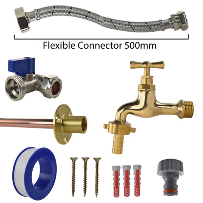 Polished Brass 13mm Barb Tap Kit – Compression Tee