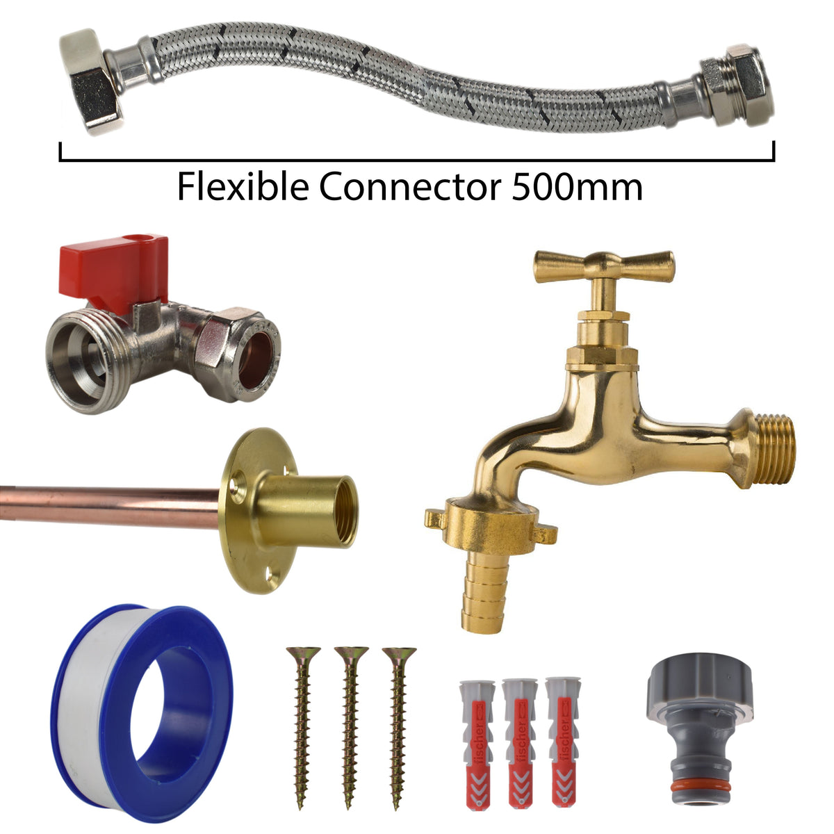 Polished Brass 13mm Barb Tap Kit – Compression Tee