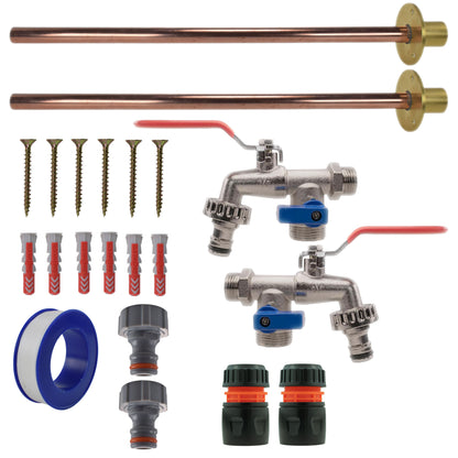 Twin Double Lever Through-Wall Tap Kit – Basic