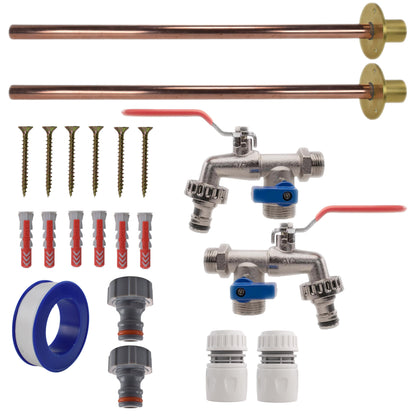 Twin Double Lever Through-Wall Tap Kit – Basic