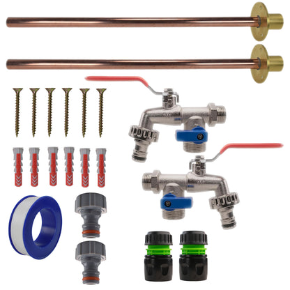 Twin Double Lever Through-Wall Tap Kit – Basic