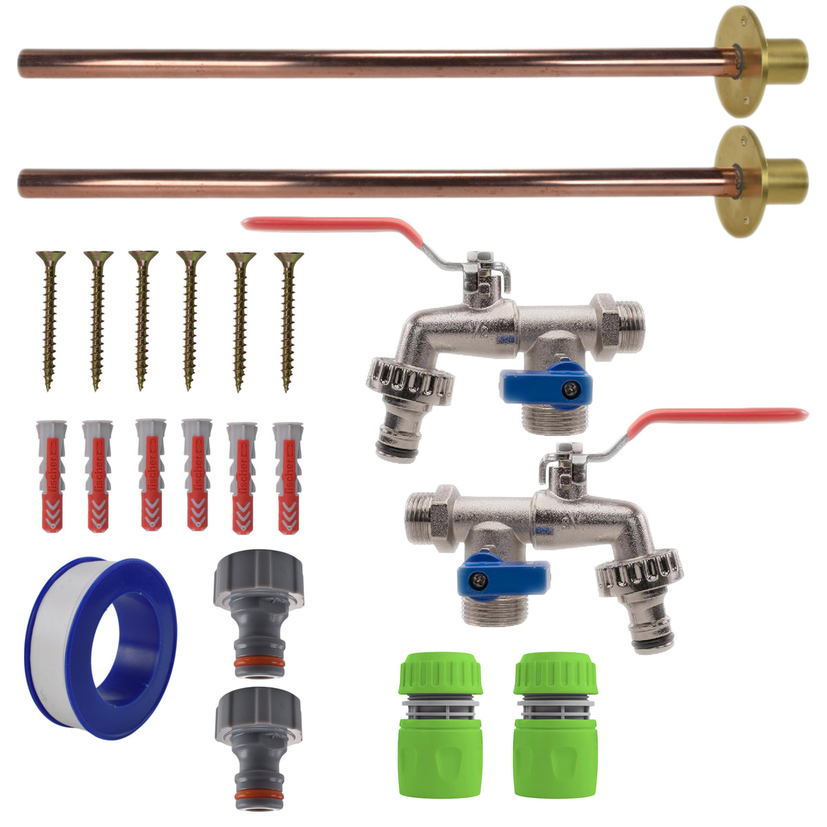 Twin Double Lever Through-Wall Tap Kit – Basic