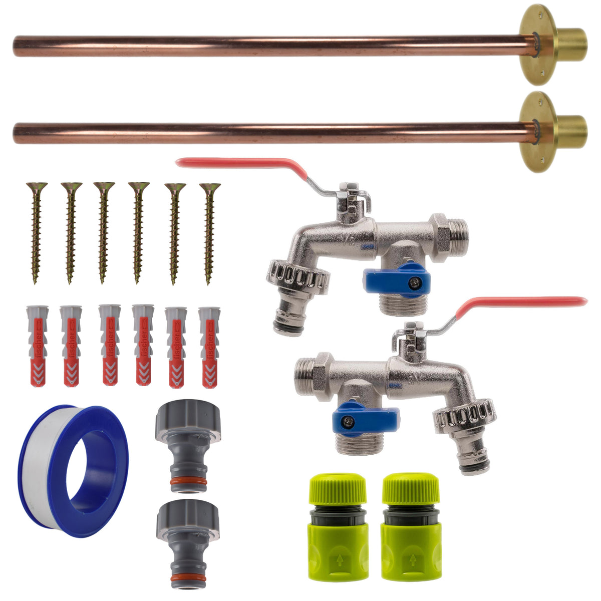 Twin Double Lever Through-Wall Tap Kit – Basic
