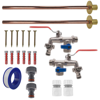 Twin Double Lever Through-Wall Tap Kit – Basic