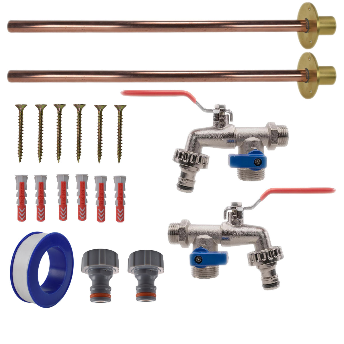 Twin Double Lever Through-Wall Tap Kit – Basic