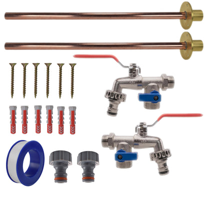 Twin Double Lever Through-Wall Tap Kit – Basic