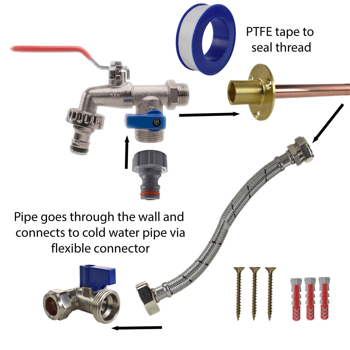 Double-Lever Garden Tap Kit – Compression Tee