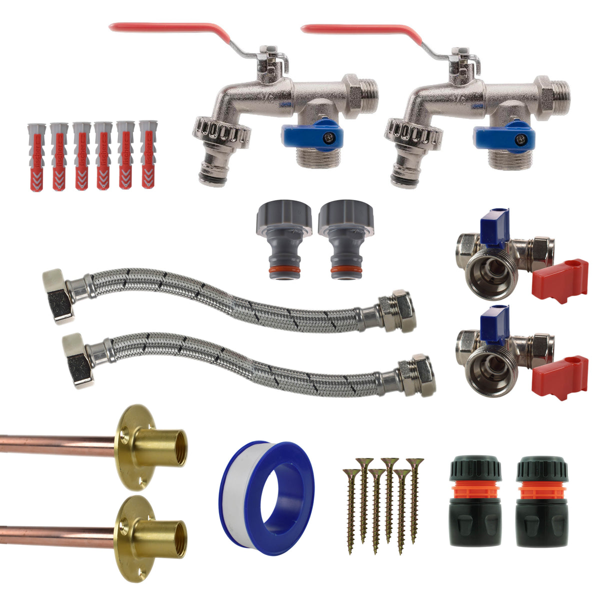 Twin Double Lever Through-Wall Tap Kit – Standard