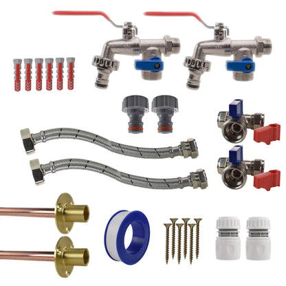 Twin Double Lever Through-Wall Tap Kit – Standard