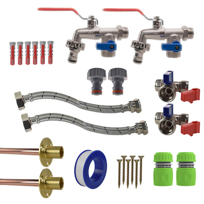 Twin Double Lever Through-Wall Tap Kit – Standard