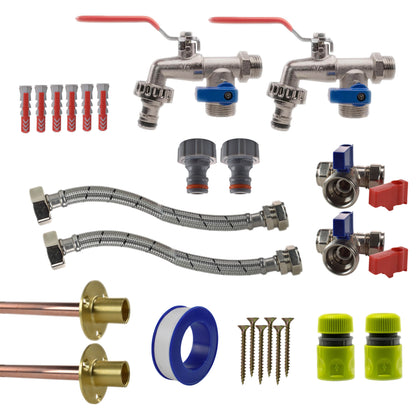 Twin Double Lever Through-Wall Tap Kit – Standard