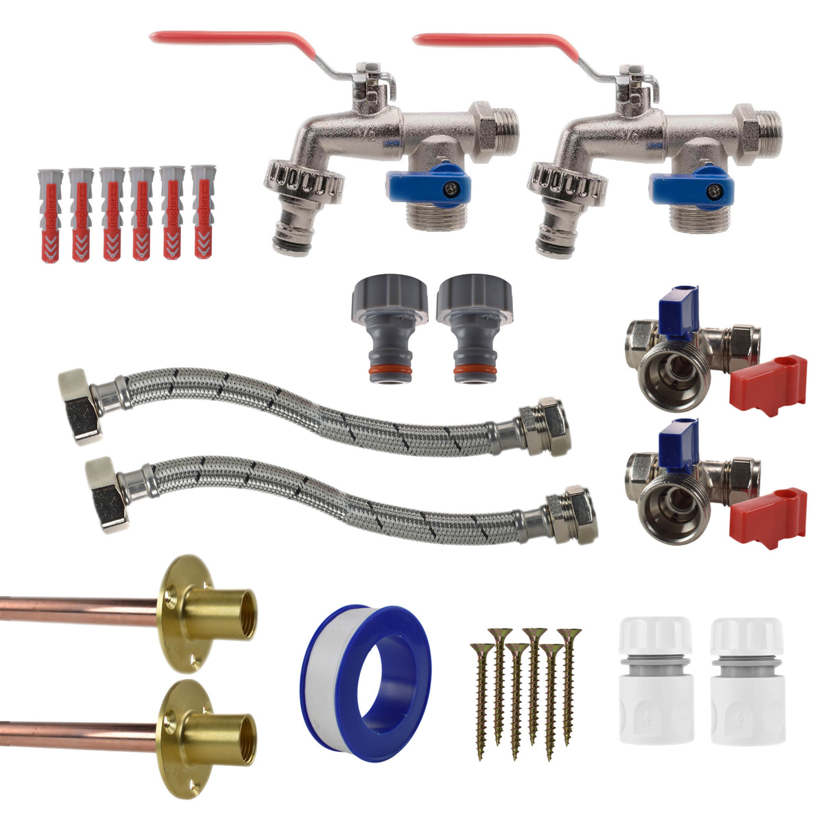 Twin Double Lever Through-Wall Tap Kit – Standard