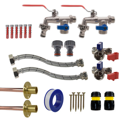 Twin Double Lever Through-Wall Tap Kit – Standard