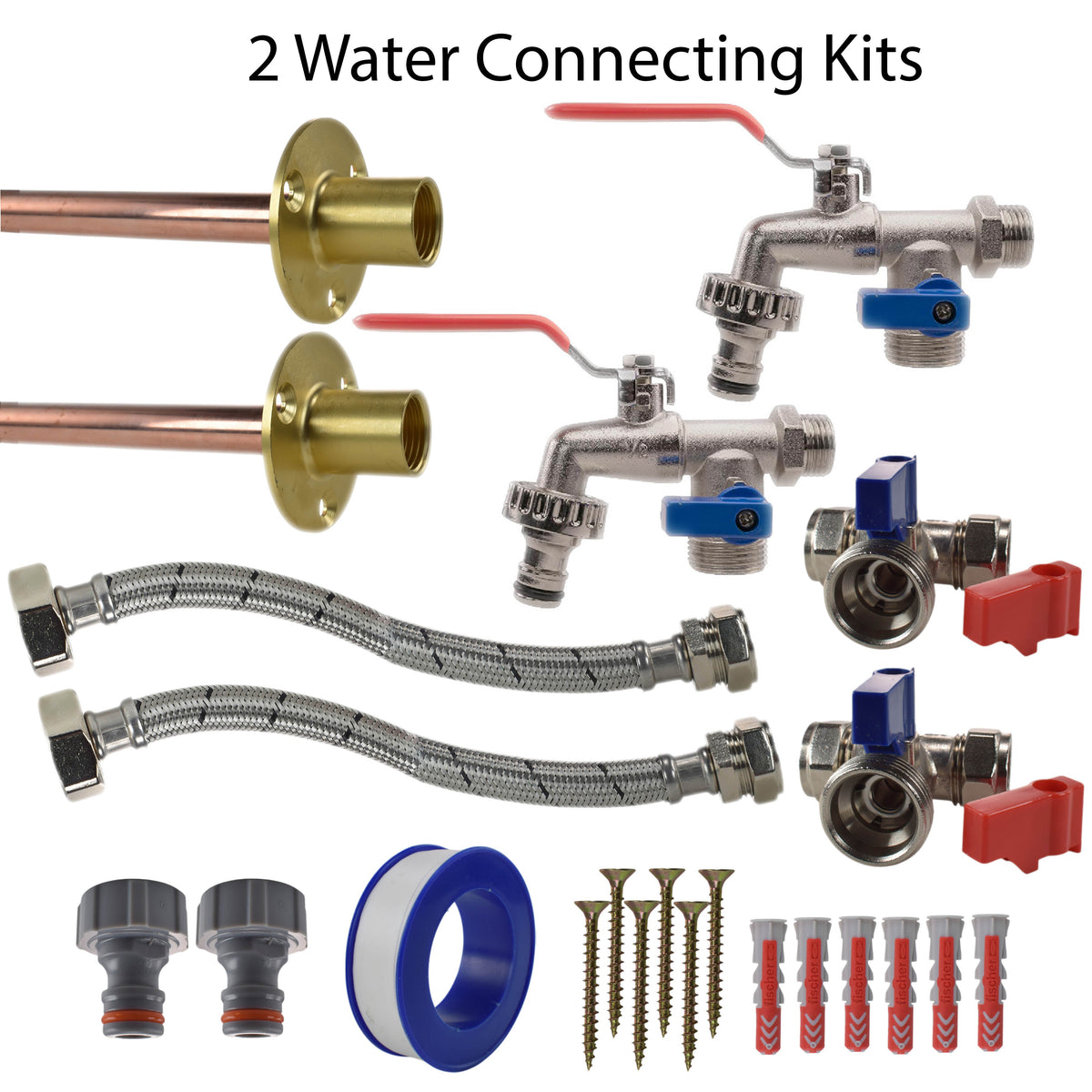 Twin Double Lever Through-Wall Tap Kit – Standard