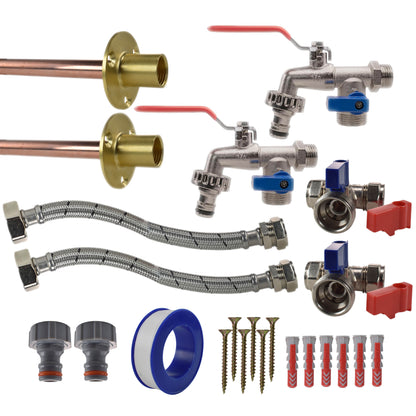 Twin Double Lever Through-Wall Tap Kit – Standard