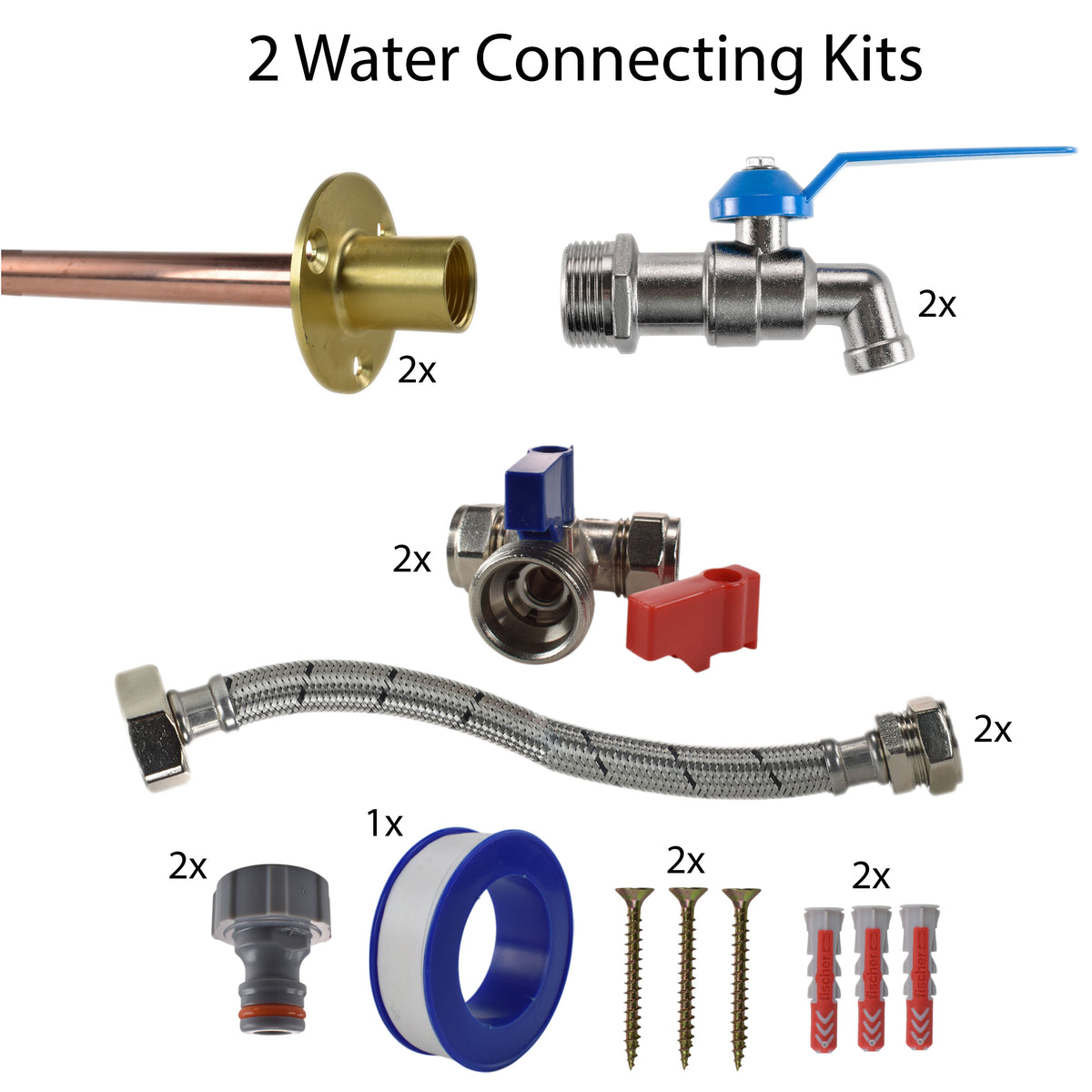 Twin Simple Lever Through-Wall Tap Kit – Standard
