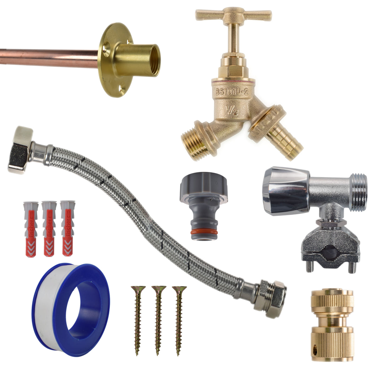 Brass Barbed Bib Tap Kit – Self-Cut Supply
