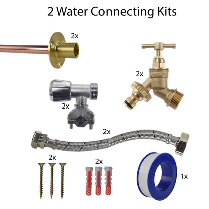 Twin Brass Quick-Connect Through-Wall Tap Kit – Full