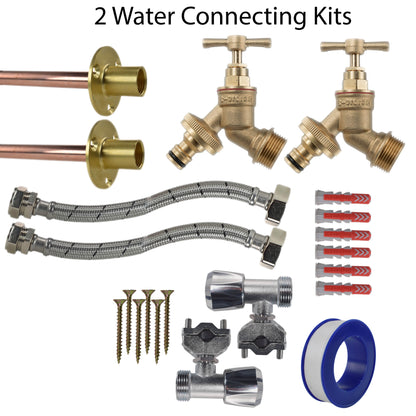 Twin Brass Quick-Connect Through-Wall Tap Kit – Full