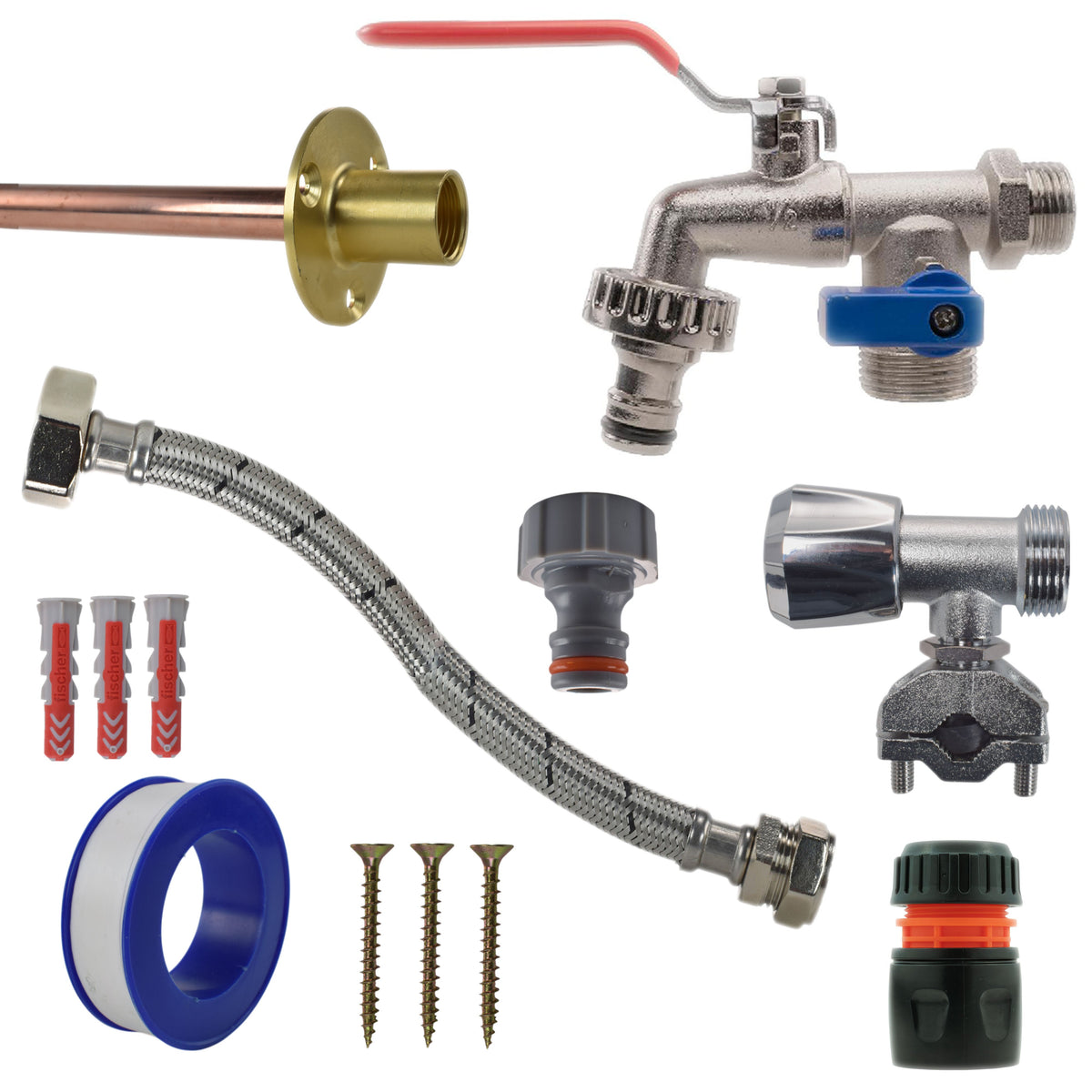 Double-Lever Garden Tap Kit – Self-Cut Supply
