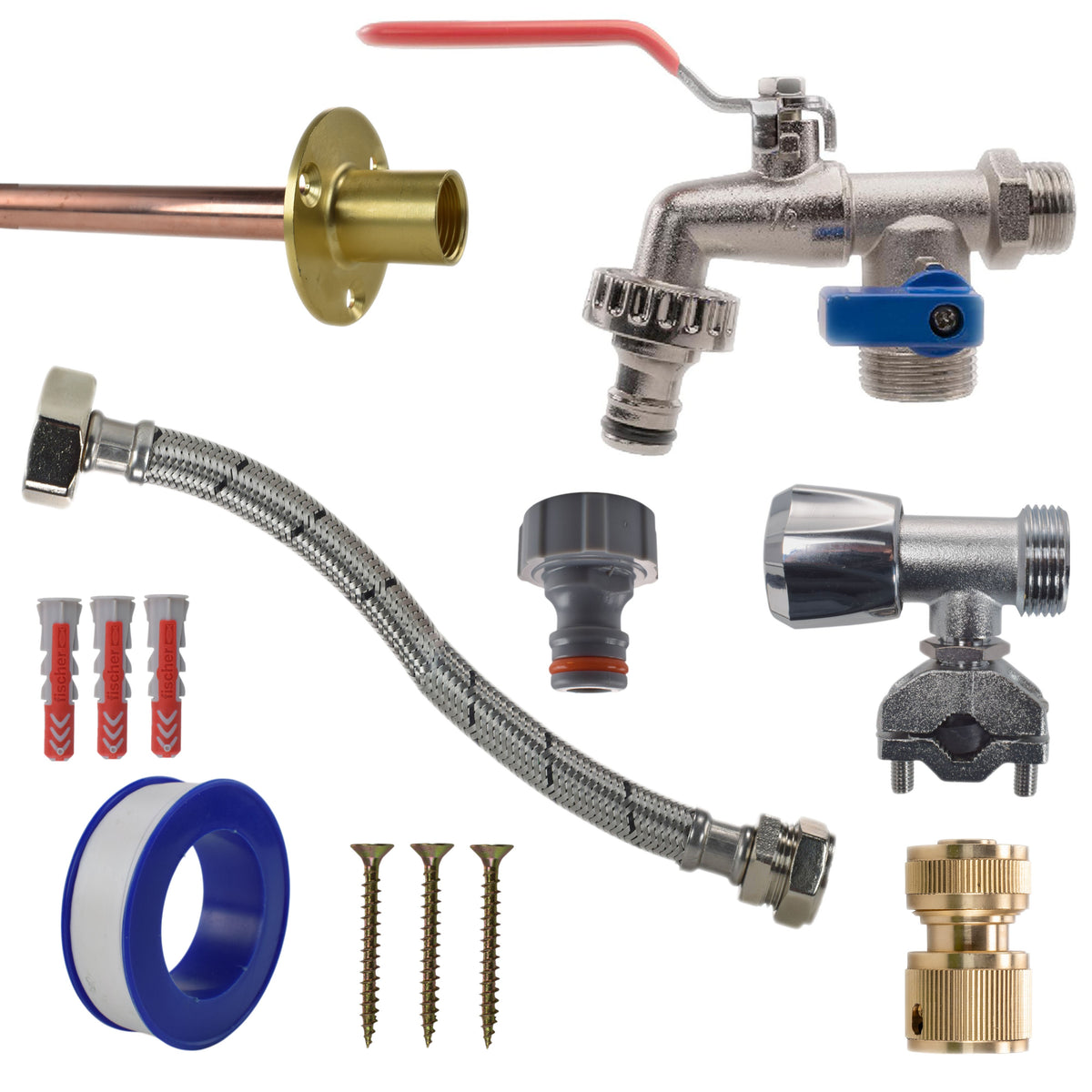 Double-Lever Garden Tap Kit – Self-Cut Supply