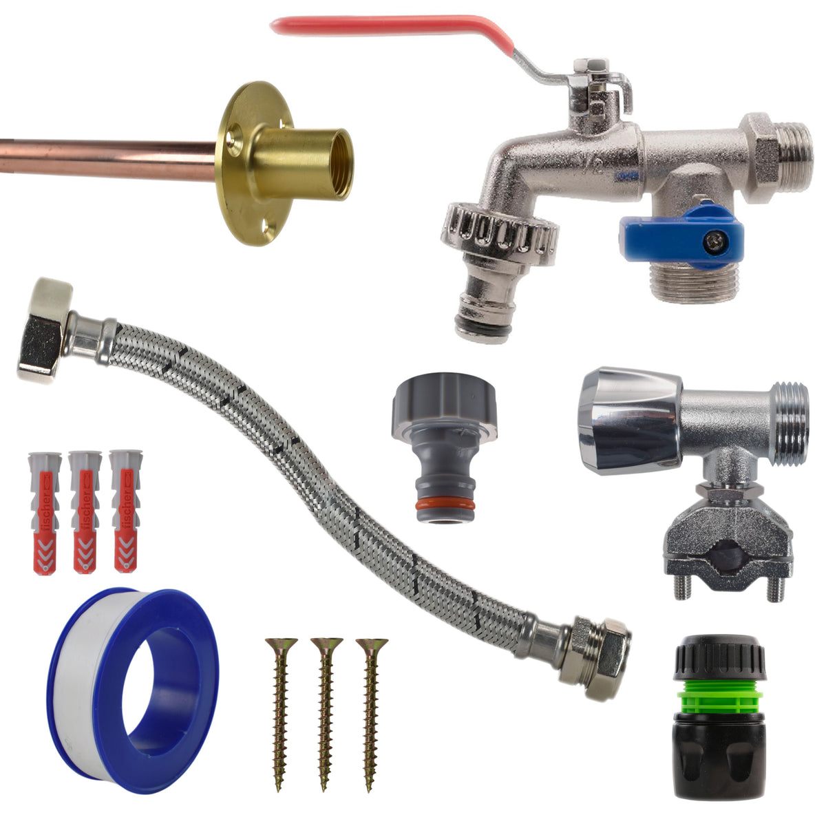 Double-Lever Garden Tap Kit – Self-Cut Supply
