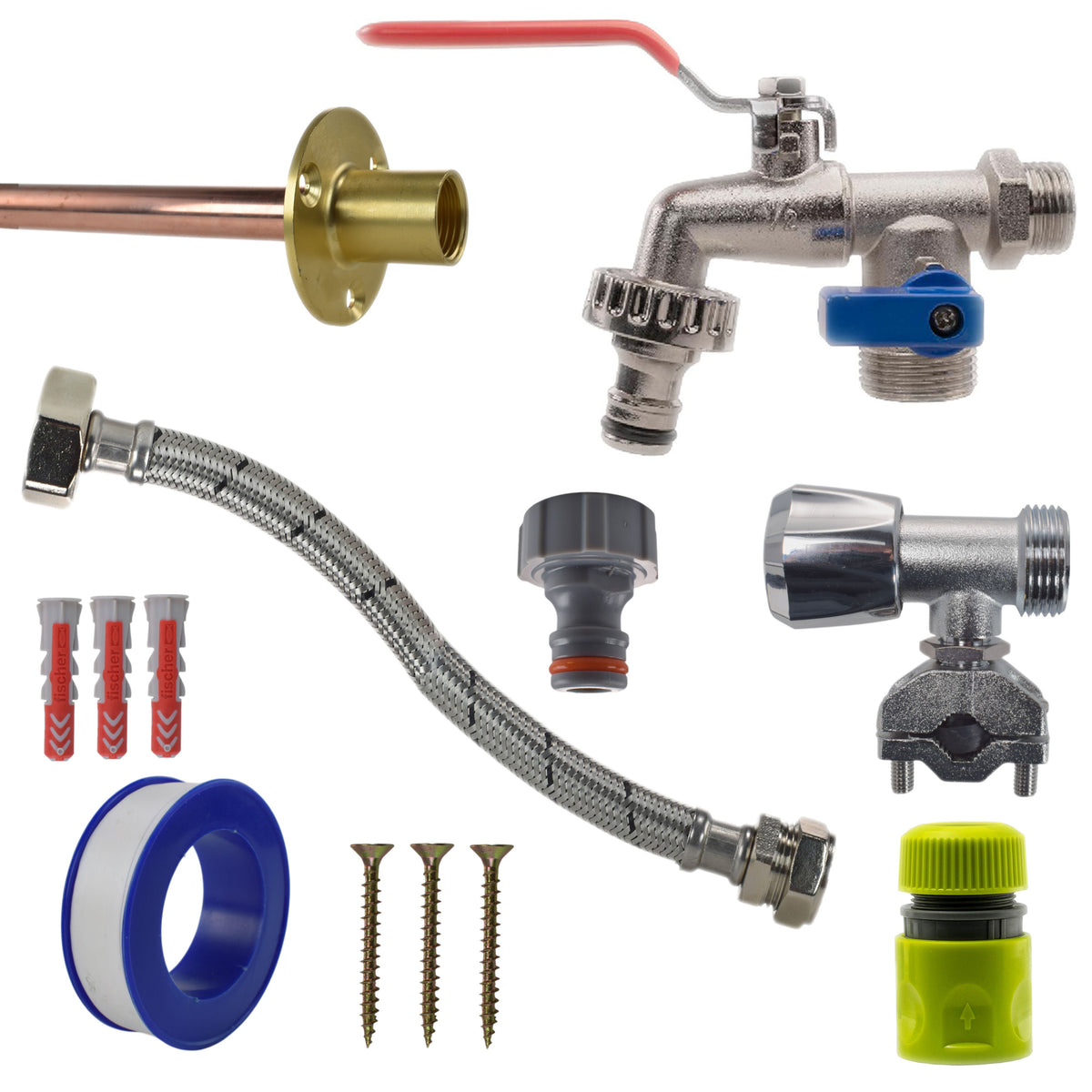 Double-Lever Garden Tap Kit – Self-Cut Supply
