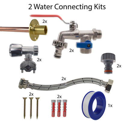 Twin Through-Wall Garden Tap Set – Double Lever Taps