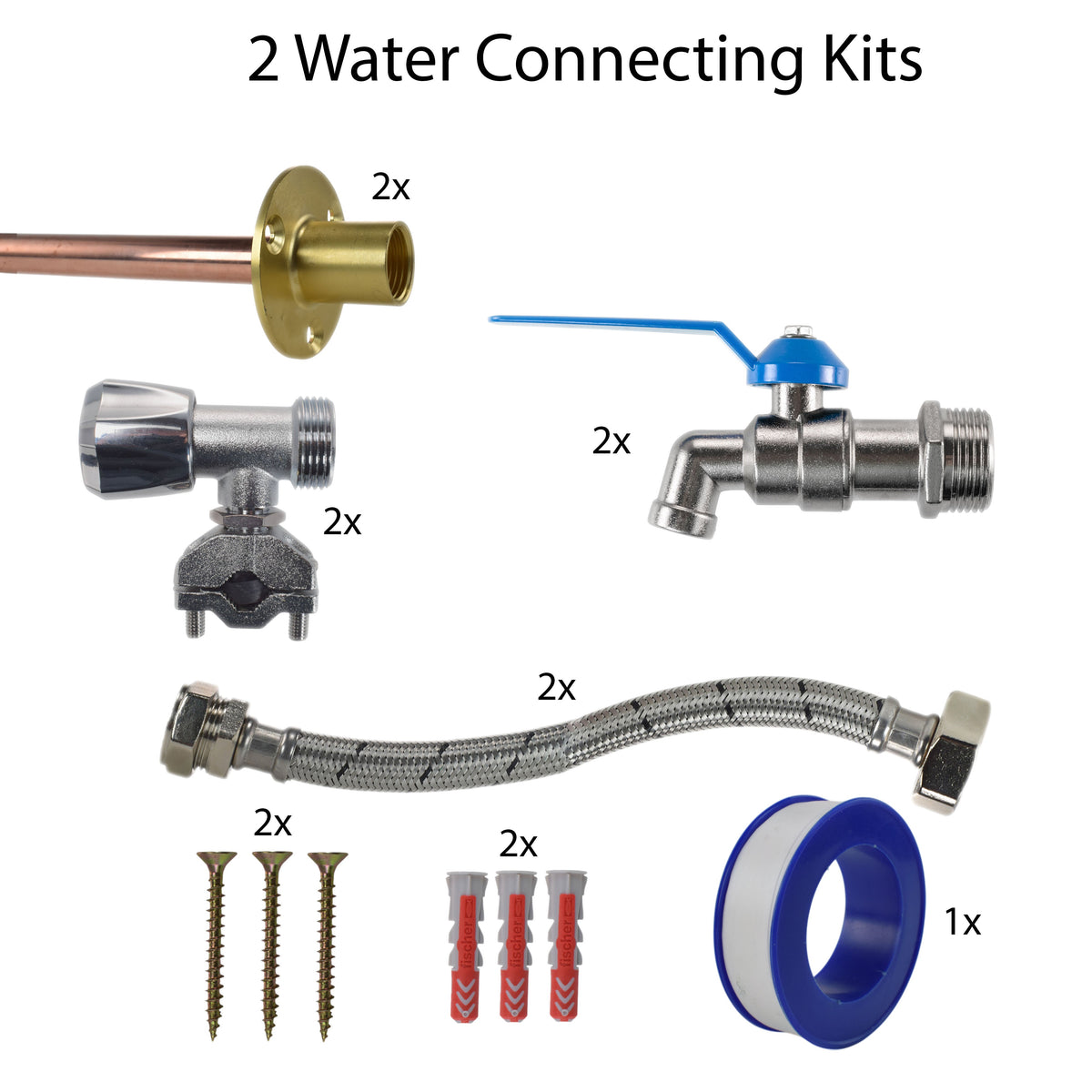 Twin Through-Wall Garden Tap Set – Simple Lever Taps