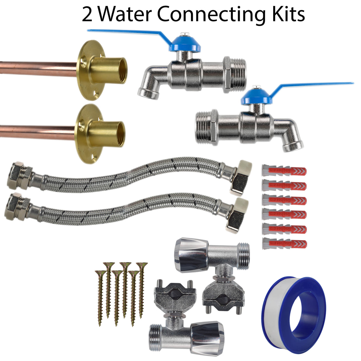 Twin Through-Wall Garden Tap Set – Simple Lever Taps