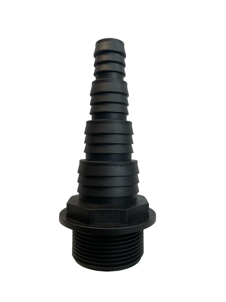 1½″ BSP Male Pond Connector – 20/25/32/40mm Stepped Barb; product design shown.